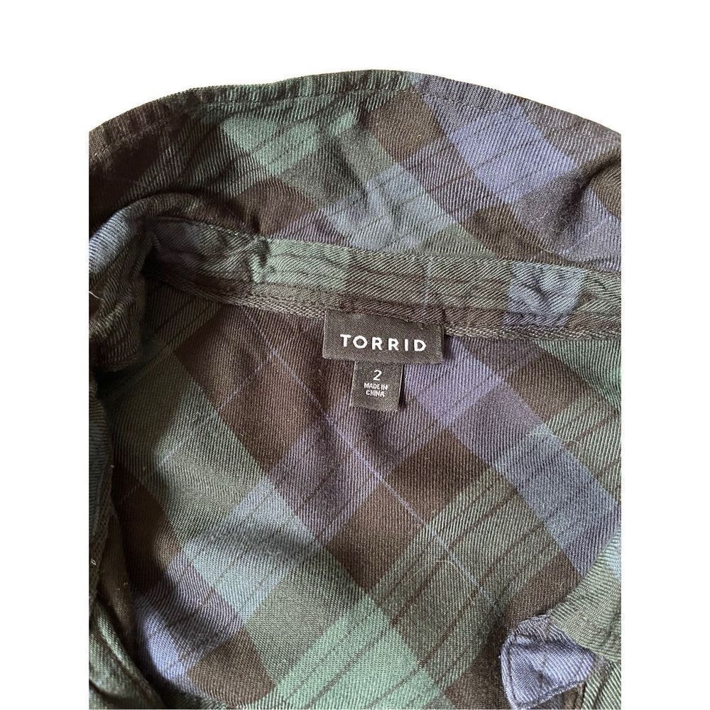 Torrid Emma Dark Green & Navy Plaid Twill Babydoll Tunic size 2 - Picture 4 of 10